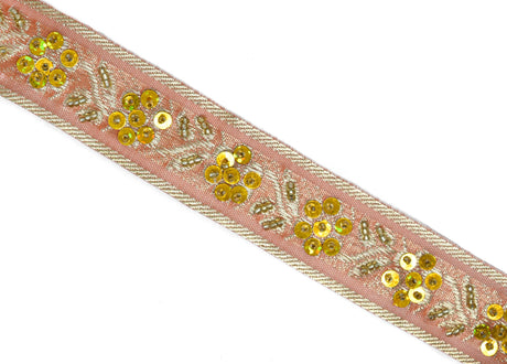 Sequins Beaded Floral Trim 1.25"