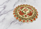 Floral Buckle Vintage Gold Red 4 7/8