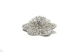 Rhinestone Brooch Silver Flower 2.50"
