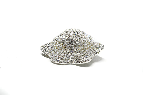 Rhinestone Brooch Silver Flower 2.50"