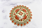 Floral Buckle Vintage Gold Red 4 7/8