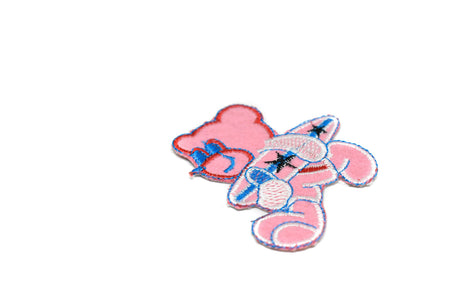 Embroidered Pink Surfer Bear Iron-On Patch