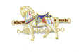 Embroidered Horse Applique White Gold 5.5 x 3.25