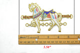 Embroidered Horse Applique White Gold 5.5 x 3.25