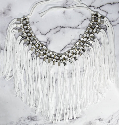 Fringe Trim Metallic Silver Beads
