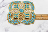 Rhinestone Turquoise Metal Buckle