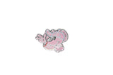 Embroidered Dog Iron-On Patch Pink 2.75 x 2.13