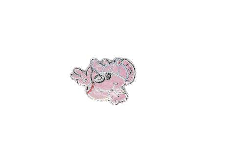 Embroidered Dog Iron-On Patch Pink 2.75 x 2.13