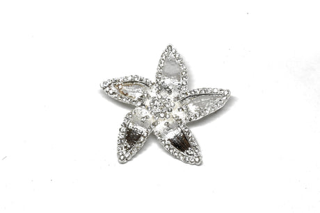 Rhinestone Flower Brooch 2.50" Silver