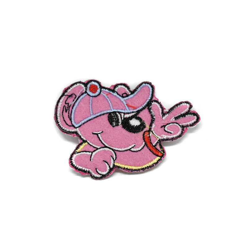 Embroidered Dog Iron-On Patch Pink 2.75 x 2.13