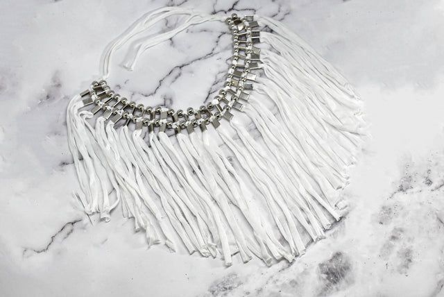 Fringe Trim Metallic Silver Beads