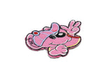 Embroidered Dog Iron-On Patch Pink 2.75 x 2.13