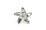 Rhinestone Flower Brooch 2.50" Silver