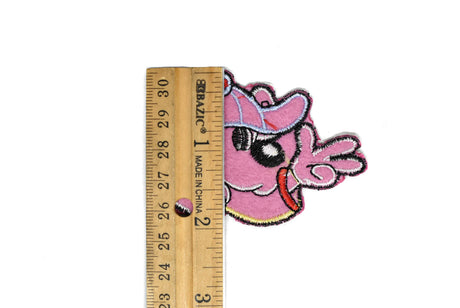 Embroidered Dog Iron-On Patch Pink 2.75 x 2.13