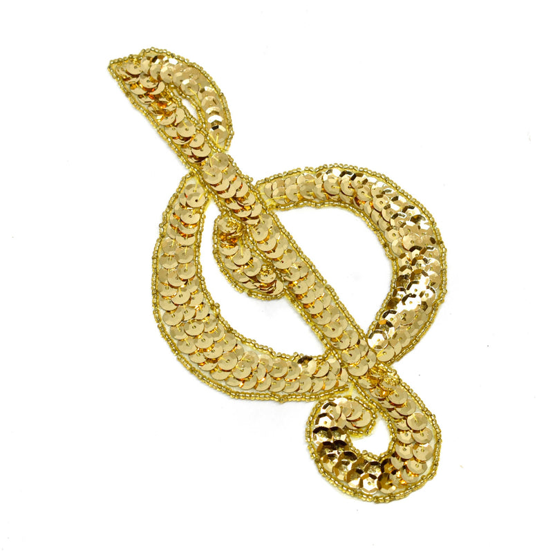 Sequins Musical Note Applique Gold