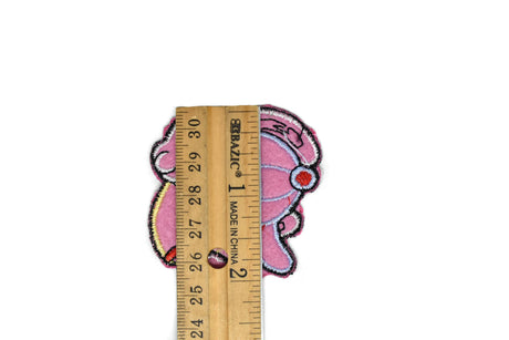 Embroidered Dog Iron-On Patch Pink 2.75 x 2.13