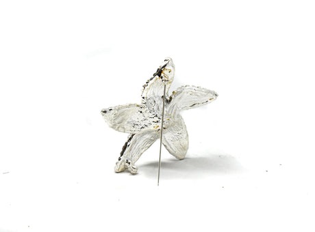 Rhinestone Flower Brooch 2.50" Silver
