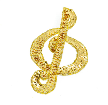Sequins Musical Note Applique Gold