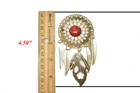 Metal Feather Leaf Pendant Gold Marble