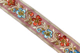 Embroidered Floral Sequins Trim 1.125"
