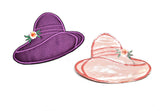 Satin Hat Applique Red Purple 5.50 x 3.75