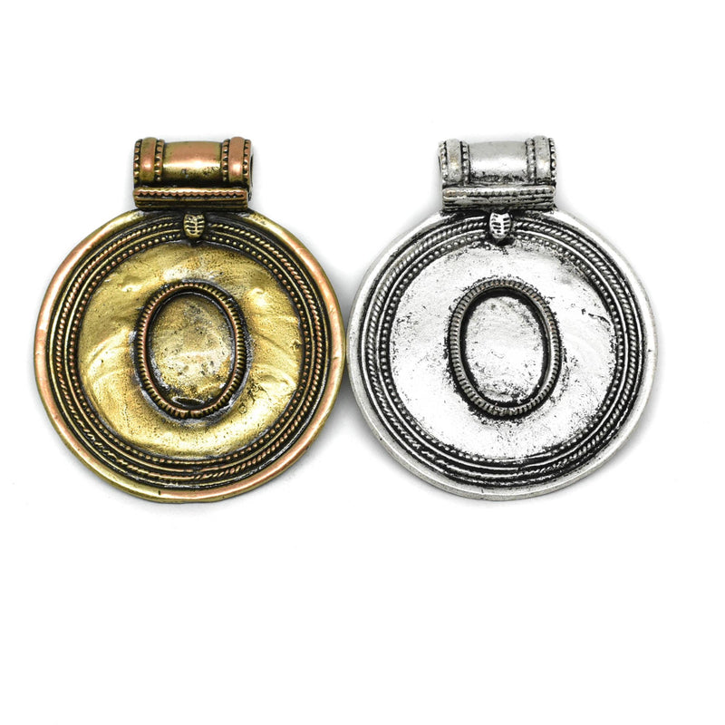 Circular Pendant Shiny Metal 2.25 x 1.75