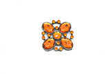 Rhinestone Flower Brooch Orange 1.60"