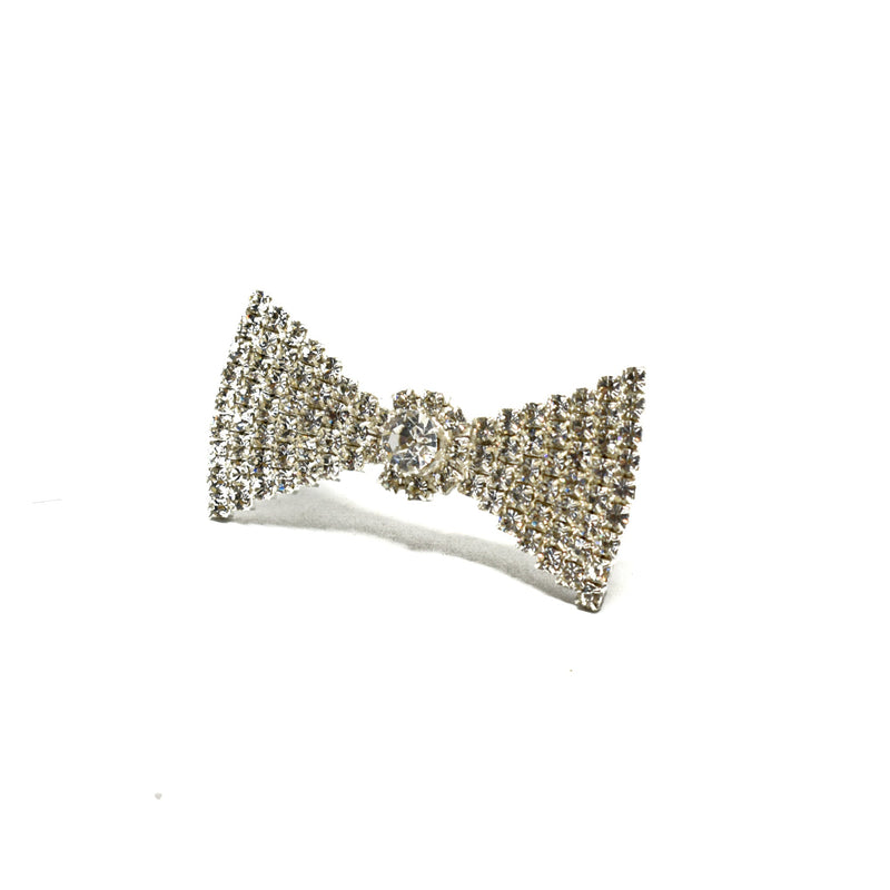 Crystal Rhinestone Bow Brooch 2 x 1