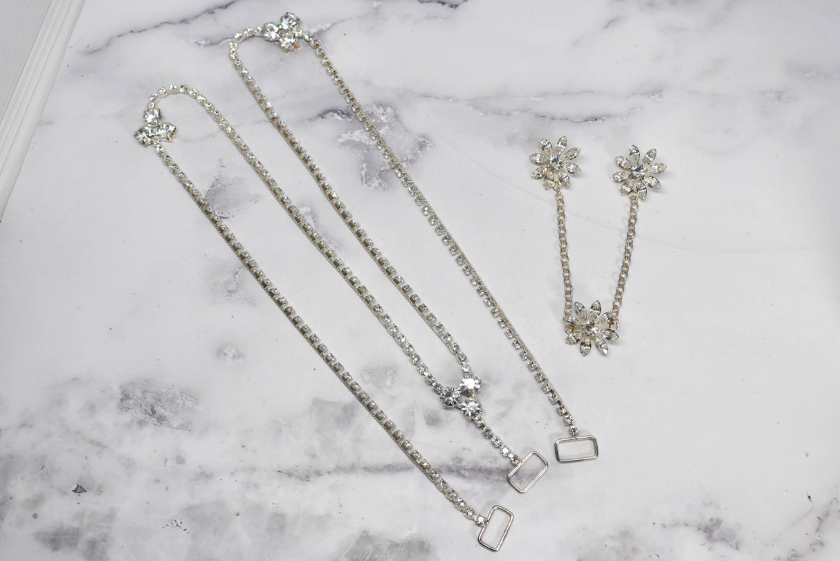 Floral Rhinestone Connector Buckle