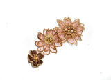 Embroidered Floral Applique Rose Gold Beaded 6 x 3