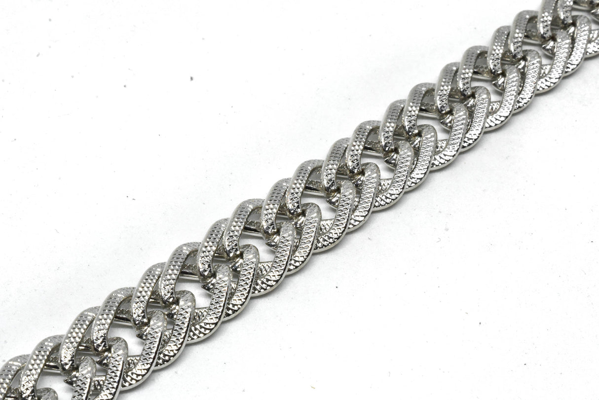 Double Link Etched Chain Gold 0.5"