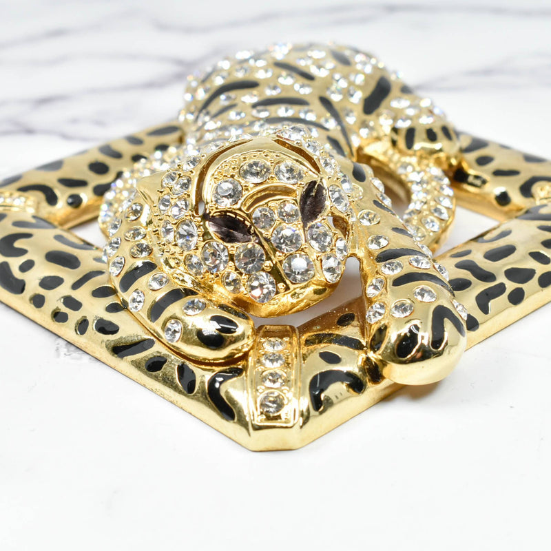 Rhinestone Tiger Buckle Square 4 1/2" x 4 5/8"