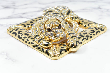 Rhinestone Tiger Buckle Square 4 1/2" x 4 5/8"