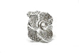 Rhinestone Flower Brooch 2" Silver