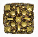 Studded Applique Antique Brass Square 2.50"