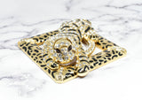 Rhinestone Tiger Buckle Square 4 1/2" x 4 5/8"