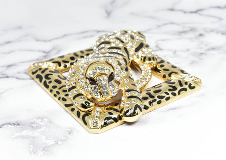 Rhinestone Tiger Buckle Square 4 1/2" x 4 5/8"