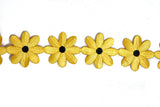 Embroidered Daisy Flower Iron-On Trim Yellow 2"