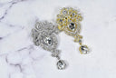 Rhinestone Brooch Pin Crown Silver