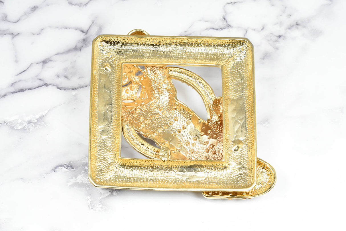 Rhinestone Tiger Buckle Square 4 1/2" x 4 5/8"