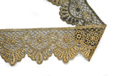 Embroidered Trim Metallic Gold 2.5in