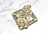Rhinestone Tiger Buckle Square 4 1/2" x 4 5/8"