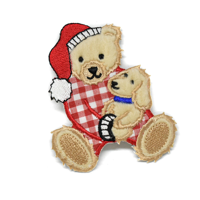 Embroidered Animal Patches Cuddling Bear Appliques