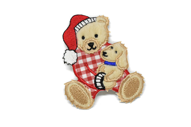Embroidered Animal Patches Cuddling Bear Appliques