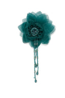 Organza Flower Piece with Beaded Fringe