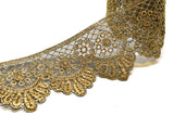 Embroidered Trim Metallic Gold 2.5in