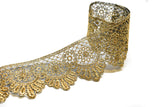 Embroidered Trim Metallic Gold 2.5in