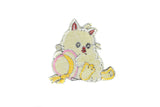 Iron-On Kitty Patch Yellow Hat 2.75in