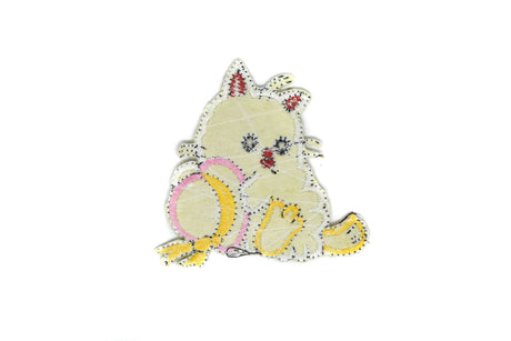 Iron-On Kitty Patch Yellow Hat 2.75in