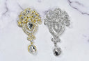 Rhinestone Brooch Pin Crown Silver